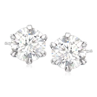 Ross-simons Moissanite Stud Earrings In Sterling Silver In White