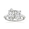 Ross-simons Moissanite Toi Et Moi Ring In Sterling Silver In White