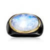 Ross-simons Moonstone And Black Agate Ring With 14kt Yellow Gold
