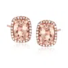 Ross-simons Morganite And . Diamond Earrings In 14kt Rose Gold In White