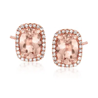 Ross-simons Morganite And . Diamond Earrings In 14kt Rose Gold In White