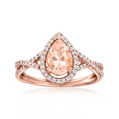 Ross-simons Morganite And . Diamond Ring In 14kt Rose Gold In Pink