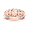 Ross-simons Morganite And . Diamond Ring In 18kt Rose Gold Over Sterling In Pink