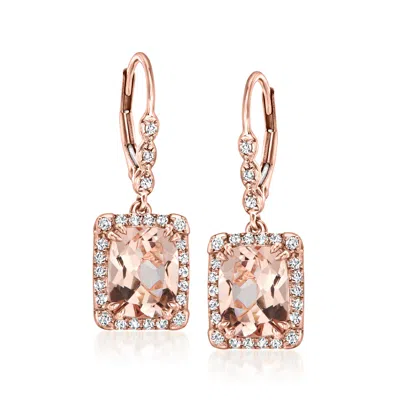 Ross-simons Morganite Drop Earrings With . Diamonds In 14kt Rose Gold In Pink