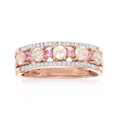 Ross-simons Morganite Ring With Diamonds And Pink Sapphires In 18kt Rose Gold Over Sterling In White