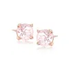 Ross-simons Morganite Stud Earrings In 18kt Rose Gold Over Sterling In Pink