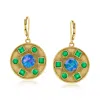 Ross-simons Mosaic Black Opal Triplet Drop Earrings With Green Agate In 18kt Gold Over Sterling In Blue