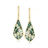 Ross-simons Mother-of-pearl And Abalone Shell Dragonfly Drop Earrings In 18kt Gold Over Sterling In Green