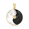 Ross-simons Mother-of-pearl And Black Agate Yin-yang Pendant In 14kt Yellow Gold In White