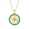 Ross-simons Mother-of Pearl And . Citrine Flower Pendant Necklace With Green Enamel In 18kt Gold Over Sterling In Multi