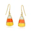 Ross-simons Mother-of-pearl And Multicolored Chalcedony Candy Corn Drop Earrings In 18kt Gold Over Sterling In Multi