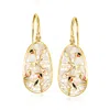 Ross-simons Mother-of-pearl And Multicolored Enamel Bird Drop Earrings In 18kt Gold Over Sterling In White