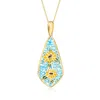 Ross-simons Mother-of-pearl And Multicolored Enamel Sunflower Mosaic Pendant Necklace In 18kt Gold Over Sterling In Multi