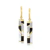 Ross-simons Mother-of-pearl And Onyx Drop Earrings With . White Topaz In 18kt Yellow Gold Over Sterling In White