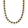 Ross-simons Mother-of-pearl And Onyx Necklace With White Topaz In 18kt Gold Over Sterling