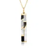Ross-simons Mother-of Pearl And Onyx Pendant Necklace With . White Topaz In 18kt Yellow Gold Over Sterling In Multi
