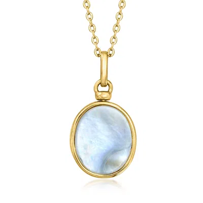 Ross-simons Mother-of-pearl And Onyx Reversible Pendant Necklace In 18kt Gold Over Sterling In Multi