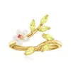Ross-simons Mother-of-pearl And Peridot Flower Ring With Rhodolite Garnet In 18kt Gold Over Sterling