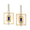 Ross-simons Mother-of-pearl And Sapphire Drop Earrings With . White Topaz In 18kt Gold Over Sterling In Blue