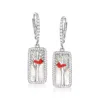 Ross-simons Mother-of-pearl And . White Topaz Cardinal Drop Earrings With Multicolored Enamel In Sterling Silver