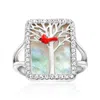 Ross-simons Mother-of-pearl And White Topaz Cardinal Ring With Multicolored Enamel In Sterling Silver In White