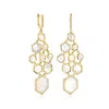 Ross-simons Mother-of-pearl And White Topaz Chandelier Earrings In 18kt Gold Over Sterling