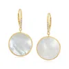 Ross-simons Mother-of-pearl And . White Topaz Circle Drop Earrings In 18kt Gold Over Sterling In White