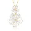 Ross-simons Mother-of-pearl And . White Topaz Flower Pendant Necklace In 18kt Gold Over Sterling