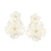 Ross-simons Mother-of-pearl And . White Topaz Flower Removable Drop Earrings With 18kt Gold Over Sterling In Silver
