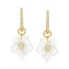 Ross-simons Mother-of-pearl And . White Topaz Removable Flower Drop Earrings In 18kt Gold Over Sterling In White
