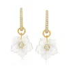 Ross-simons Mother-of-pearl And . White Topaz Removableflower Hoop Drop Earrings In 18kt Gold Over Sterling In Multi