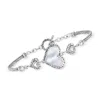 Ross-simons Mother-of-pearl Bali-style Heart Bracelet In Sterling Silver In Brown