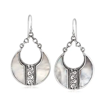 Ross-simons Mother-of-pearl Bali-style Teardrop Earrings In Sterling Silver
