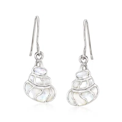 Ross-simons Mother-of-pearl Conch Shell Drop Earrings In Sterling Silver In Multi