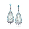 Ross-simons Mother-of-pearl Doublet Drop Earrings With Swiss Blue Topaz And Iolites In Sterling Silver In Blue