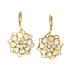 Ross-simons Mother-of-pearl Flower Drop Earrings With . White Topaz In 18kt Gold Over Sterling In Gold