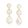 Ross-simons Mother-of-pearl Geometric Drop Earrings In 18kt Gold Over Sterling