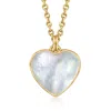 Ross-simons Mother-of-pearl Heart Pendant Necklace In 18kt Gold Over Sterling In Gold