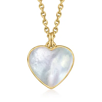 Ross-simons Mother-of-pearl Heart Pendant Necklace In 18kt Gold Over Sterling
