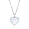 Ross-simons Mother-of-pearl Heart Pendant Necklace In Sterling Silver In Metallic