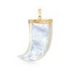 Ross-simons Mother-of-pearl Horn Pendant With 14kt Yellow Gold In White