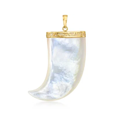 Ross-simons Mother-of-pearl Horn Pendant With 14kt Yellow Gold In White