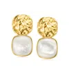 Ross-simons Mother-of-pearl Organic Drop Earrings In 18kt Gold Over Sterling