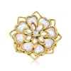 ROSS-SIMONS MOTHER-OF-PEARL RING WITH WHITE TOPAZ ACCENT IN 18KT GOLD OVER STERLING