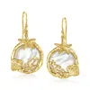 ROSS-SIMONS MOTHER-OF-PEARL SEA LIFE DROP EARRINGS IN 18KT GOLD OVER STERLING