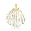 Ross-simons Mother-of-pearl Seashell Pendant With 4-4.5mm Cultured Pearls In 14kt Yellow Gold In White