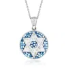 Ross-simons Mother-of-pearl Star Of David Mosaic Pendant Necklace With . White Zircon In Sterling Silver In Multi
