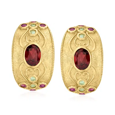Ross-simons Multi-gem Drop Earrings In 18kt Gold Over Sterling In Red