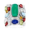 Ross-simons Multi-gem Ring In Sterling Silver In Green