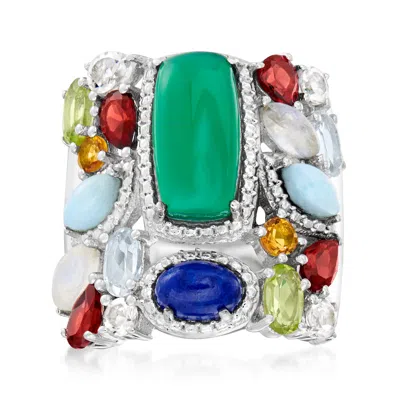 Ross-simons Multi-gem Ring In Sterling Silver In Green